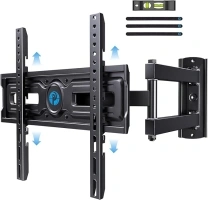 Pipishell Full Motion TV Wall Mount for Most 26-60 inch Flat & Curved TVs up to 77 lbs, Adjustable Bracket Height, Single Articulating Arm, Extension, Max VESA 400x400mm, PIMF9