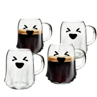 Way To Celebrate Glass Ghost Drinking Mug Squint 4 Pack