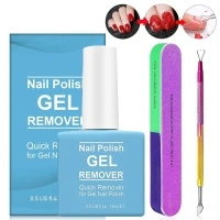 Nail Polish Remover,Quicker Easier Gel Polish Remover with Nail Buffer & Cuticle Pusher Tool Set,Gel in 2-5mins,Gel Remover Polish for Home DIY