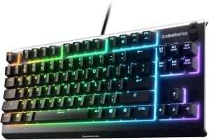 SteelSeries Apex 3 TKL RGB Gaming Keyboard – Tenkeyless Compact Form Factor - 8-Zone RGB Illumination – IP32 Water & Dust Resistant – Whisper Quiet Gaming Switch – Gaming Grade Anti-Ghosting,Black