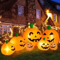 8 FT Long Halloween Inflatables Pumpkin Decorations with Build-in LED Lights, Halloween Pumpkin Stack Blow Up for Indoor Outdoor Lawn Garden Home Yard Party