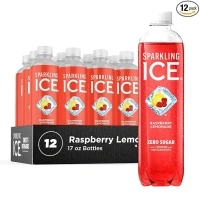 Sparkling Ice, Raspberry Lemonade Sparkling Water, Zero Sugar Flavored Water, with Vitamins and Antioxidants, Low Calorie Beverage, 17 fl oz Bottles (Pack of 12)