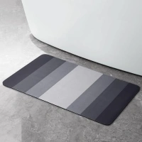 Stiio Bath Mat for Bathroom, Flat Bath Rug Super Absorbent Quick Dry, Non Slip Thin Bathroom Mats Fit Under Door, Easy Clean Shower Mat Carpet for Kitchen, Bathtub, Sink, Gradient Grey 15x23 inches