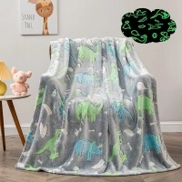 Glow in The Dark Throw Blanket, Cute Dinosaur Blanket for Boys Girls, Soft Cozy Fuzzy Fleece Kids Blanket, Grey Toddler Blanket for Kids Christmas Birthday Gifts for Boys Girls 50"x60"