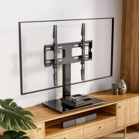 PERLESMITH Universal Swivel TV Stand Mount, Tabletop TV Stand for 24-60inch TVs, Max 400x400, Holds up to 88lbs