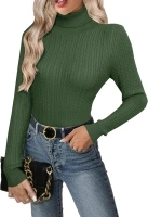 Zeagoo Womens Sweaters 2024 Turtleneck Cable Knit Long Sleeve Slim Fitted Basic Fall Tops