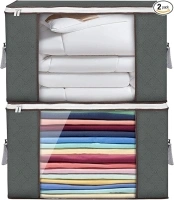 Enlarged Clothing Storage Bags,2Pcs 90L Thickened Storage Bags for Bedroom with Reinforced Handle Thick Fabric for Comforters, Blankets, Bedding, Foldable with Sturdy Zipper