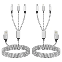 Multi Charging Cable(2Pack 4FT), 3 in 1 Charging Cable Nylon Braided Charger Cord for Multiple Devices, Universal Charger Cable with Type-C/Micro USB and IP Port, Compatible with Most Phones and More