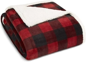 Eddie Bauer - King Blanket, Reversible Sherpa Fleece Blanket, Buffalo Plaid Bedding, Super Soft Home Decor for All Seasons (Red Check, King)