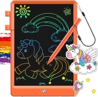 FLUESTON LCD Writing Tablet, Doodle Board Toys Gifts for 3-8 Year Old Girls Boys, 10 Inch Colorful Electronic Board Drawing Pad for Kids, Gifts for Toddler Educational Learning Travel Birthday, Orange