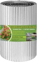 Hugeleaf Corrugated Metal Garden Edging, 10 Inch x 20 Feet Metal Edging for Landscaping, Galvanized Steel Landscape Edging Border for Garden, Lawn, Flower Beds (Silver)