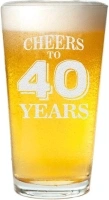 Veracco Cheers To 40 Years Forties Birthday Gift For Him Her Forty and Fabulous Pint Beer Glass (Clear, Glass)