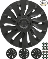 Model Y 19 Inch Wheel Cover Hubcaps: 19 Inch Hubcaps with Logo Wheel Center Cap Fits 2019-2024 Model Y, Matte Black ABS Wheel Replacement Accessories, Wheel Rim Protector with Set of 4 Cap Sticker