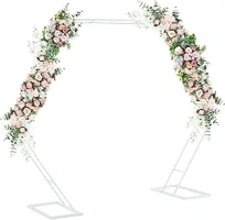 Wedding Arch 7.2FT,Heptagonal Metal Balloon Arch Stand,Wedding Arch Arbor Backdrop Stand for Garden Wedding Party Indoor Outdoor,White