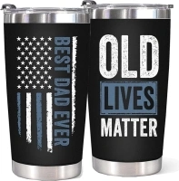 WECACYD Stainless Steel Dad Tumbler, 20oz Old Lives Matter, Leak Proof Insulated Travel Mug, Best Dad Ever Gift for Father