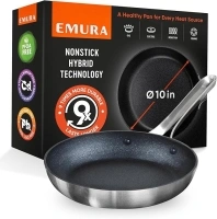 Emura non stick frying pan | 10 inch professional cookware aluminum nonstick coating skillet | Durable nonstick pan PFOA and PTFE free, scratch resistant, induction & oven safe cooking | All stovetops