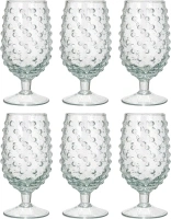 Creative Co-Op Glass Hobnail Stemmed Drinking Glass, Clear, Set of 6