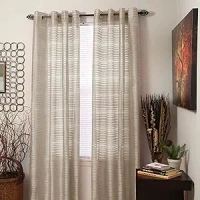 Lavish Home Maggie Grommet Single Curtain Panel, 95-Inch, Beige