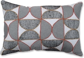 Pillow Perfect Indoor Halloween Half Circle Outline Orange Lumbar Pillow, 11.5" x 18.5", Grey