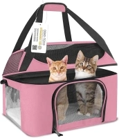 Cat Carrier Dog Carrier for Small Medium Cats Puppies Up to 20 lb,TSA Airline Approved Carrier Soft Sided Breathable Pet Carrier Bag Collapsible Travel Puppy Carrier - Pink