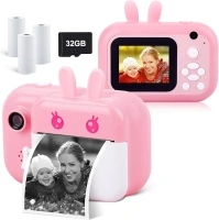 MINIBEAR Instant Camera for Kids Digital Camera for Girls Toddler Camera with Print Paper, 40MP Kids Video Camera Child Selfie Camera Toy Camera Kids Camcorder 2.4 Inch Screen and 32GB TF Card