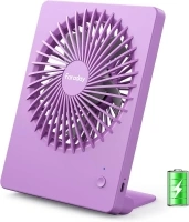 FARADAY Small Table Fans Rechargeable Portable 180°Tilt Folding Desk Fans Battery Operated Personal Fan Ultra Quiet For Home Bedroom Office Desktop, 3 Speeds (Purple)