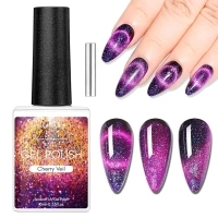 Makartt Gel Nail Polish, Black Hole Cat Eye Gel Polish 10ml Sparkly Cat Eye Glitter Spring Gel Polish with Magnet Stick Soak Off UV/LED Manicure Nail Art Designs-Cherry Veil