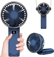 Handheld Fan, Portable Fan, 4000mAh Rechargeable Personal Fan, 180° Foldable Mini Desk Fan with 6 Wind Speed, LCD Digital Display, Lanyard as Neck Fan, Ultra Quiet, Pocket Size for Indoor Outdoor