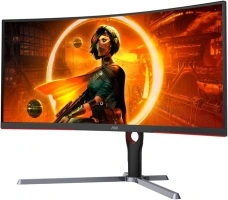 AOC CU34G3S 34" Frameless Curved Ultrawide Gaming Monitor, WQHD 3440 x1440, 165Hz 1ms, FreeSync Premium, Height Adjustable, 3-Year Zero-Bright-dot, Black