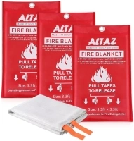 Fire Blanket Emergency for Home Kitchen - 39.4"x39.4" Flame Suppression Fiberglass Fire Extinguisher for Camping, Grill, Car, Office, Warehouse, Fireplace, Survival, Safety Altaz (3 Pack)