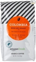 Amazon Fresh Colombia Whole Bean Coffee, Medium Roast, 12 Ounce (Pack of 3)