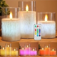 ACROSS Color Changing Flameless Candles With Remote Control, Battery Operated Candles LED Pillar Candle with Timer, 4