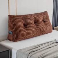 Large Triangular Headboard Wedge Bed Rest Reading Pillow Backrest Positioning Support Bolster Cushion with Removable Cover (Brown, Twin: 39x8x20 Inches)