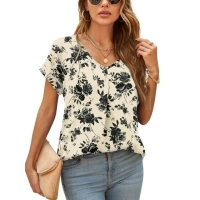 Uvplove Summer Blouses for Women Elegant Casual V Neck Chiffon Blouses Tops Shirts