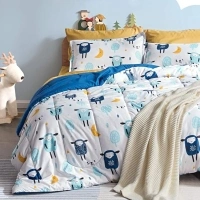 SLEEP ZONE Kids Bedding Comforter Set Full/Queen Size - Super Cute & Soft Kids Bedding 7 Pieces Set with Comforter, Sheet, Pillowcase & Sham (Blue Sheep)