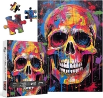 Colorful Skull Puzzles for Adults 1000 Pieces and up, PICKFORU Halloween Puzzles Collection Art Skull, Skeleton Puzzle as Home Decor