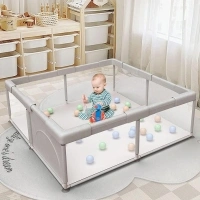 Baby Playpen Play Pens for Babies and Toddlers Baby Fence Baby Play Yards for Indoor & Outdoor with Breathable Mesh Anti-Fall Playpen Grey