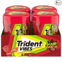 Trident Vibes SOUR PATCH KIDS Redberry Sugar Free Gum, 4-40 Piece Bottles (160 Total Pieces)