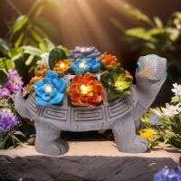 Solar Garden Turtle Statues 7 LED Lights Outdoor Decor Turtle with Succulent Resin Sculpture Patio Porch Balcony Yard Lawn Art Decor Birthday Gifts for Women Mom Grandma Housewarming Gifts