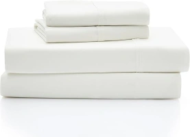 UGG 11787 Alahna Full Bed Sheets and Pillowcases 4-Piece Set Sleep in Luxury Machine Washable Deep Pockets Wrinkle-Resistant Breathable Cozy Comfort Silky Cooling Sheets, Full, White