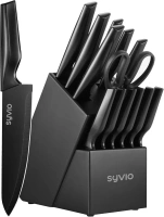 Utility Knife Set, syvio 15pcs Knife Sets for Kitchen with Block and Sharpener, Razor-Sharp, Effortless Sharpening, Premium Kitchen Knives with Heavy Poultry Shears and 6pcs Serrated Steak Knives