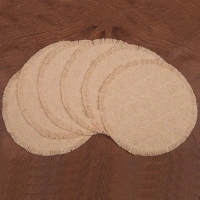 FunWheat Cloth Round Placemats Set of 6 Natural Cotton Soft Place mats for Dining Table Heat Resistant Non Slip Woven Table Mats 15inches with Tassels for Spring Decor (Round Beige,6pcs)