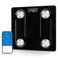 Digital Simple Scale with Led Display Practical Body Fat Scale, Bathroom Scale with Smartphone App (Black)