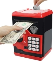 HUSAN Piggy Banks for Kids, Electronic Password Code Money Banks ATM Banks Box Coin Bank for Children Boys and Girls (Black/Red)