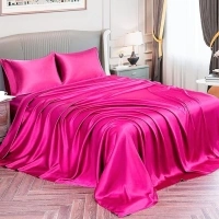 Satin Silk Pillow Cases Set of 2, Soft and Cozy Hot Pink/Kids Travel Pillow case (14X20)