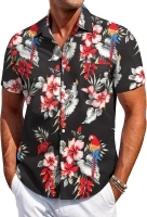 COOFANDY Mens Hawaiian Shirt Short Sleeve Button Down Shirt Tropical Summer Beach Shirt