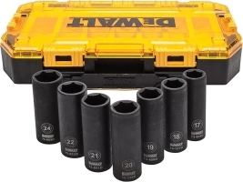 DEWALT DWMT74737 Tough Box 7PC mm 1/2 Deep Drive Impact Socket Set