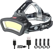 DARKBEAM COB Floodlight Headlamp USB Rechargeable with Red Light, 2000 Lumen LED Headlight - Car Maintenance and Night Construction 6-10 Hours Long Battery Life