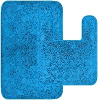 ENKOSI Chenille Blue Bathroom Rug Set - Bathroom Rugs Set - 2 Piece Bathroom Rug Set - Fluffy Bathroom Rugs - Toilet Mat U Shaped - Bathroom Rug and Contour Rug Set - Shaggy Bathroom Rugs