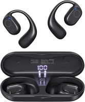 PSIER Open Ear Headphones, Bluetooth 5.3 Wireless Sports Headphones with Digital Display Charging Case 40 Hours Playtime True Earbuds with Earhooks for Running, Walking, Workout